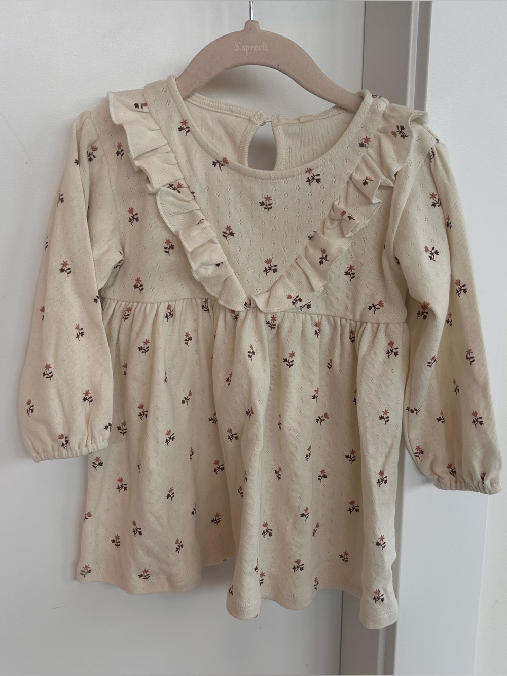 NWT Quincy Mae Cream Floral Ruffle Dress with bloomers 18-24 months